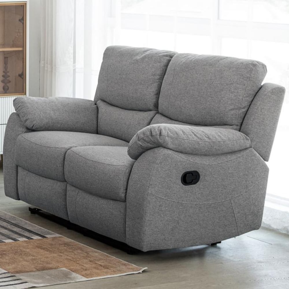 Norway Fabric Recliner 2 Seater Sofa In Grey