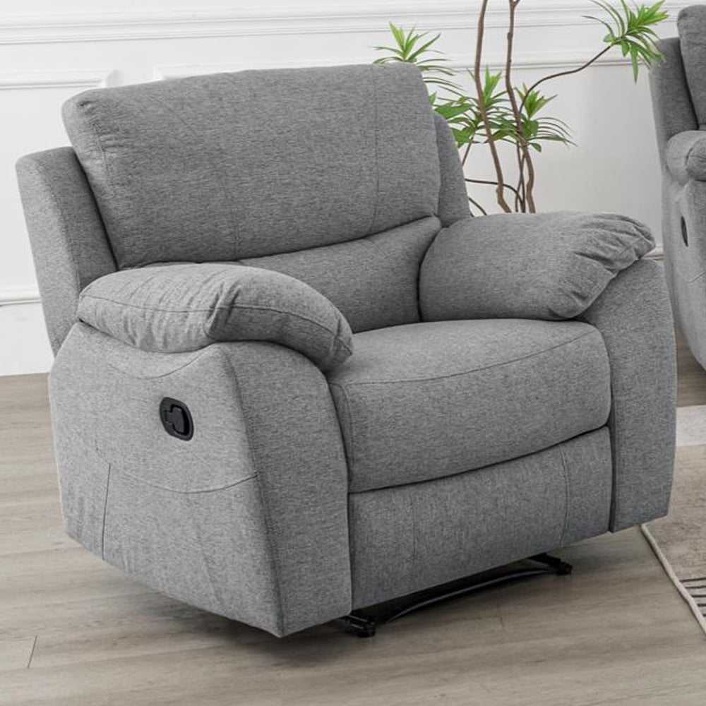 Norway Fabric Recliner 1 Seater Sofa In Grey