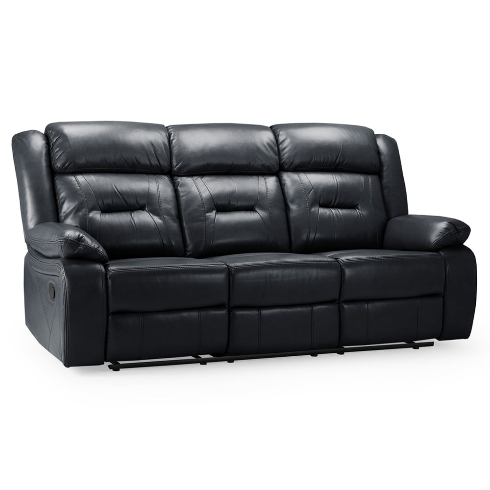 Norwich Faux Leather Recliner 3 Seater Sofa In Black