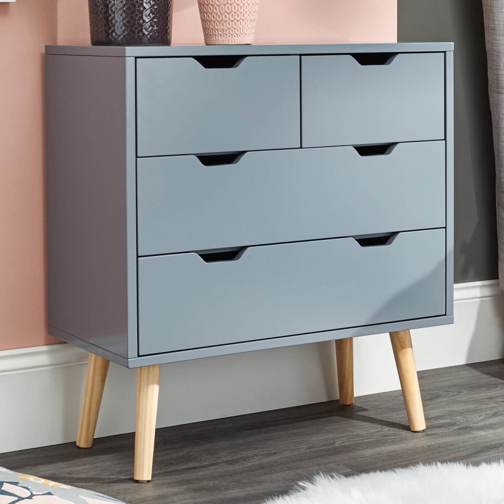 Niceville Wooden Chest Of 4 Drawers In Dark Grey