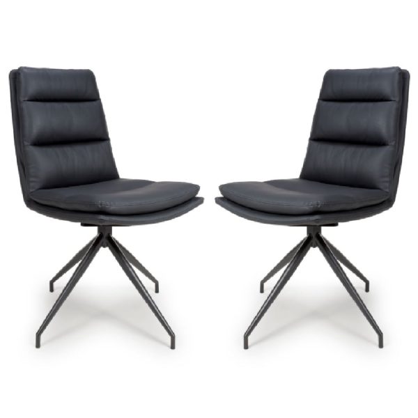 Novato Black PU Leather Dining Chairs In Pair | Bed Sava