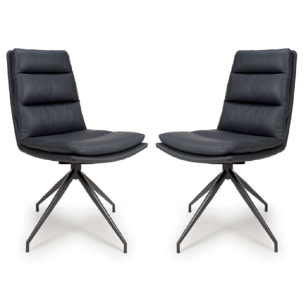 Novato Black PU Leather Dining Chairs In Pair