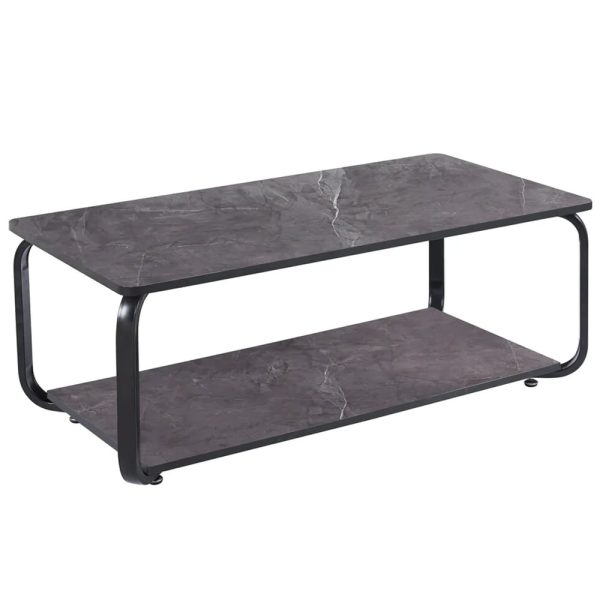 Nyla Gloss Grey Marble Effect Coffee Table With Black Frame | Bed Sava