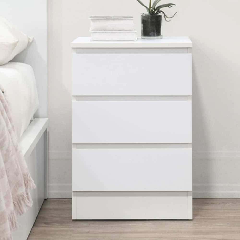 Oakley Wooden Bedside Cabinet With 3 Drawers In White