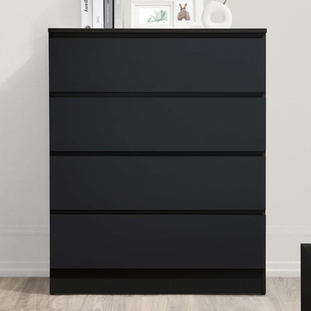 Oakley Wooden Chest Of 4 Drawers In Black