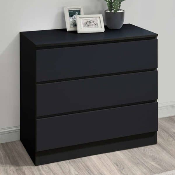 Oakley Wooden Chest Of 3 Drawers In Black | Bed Sava