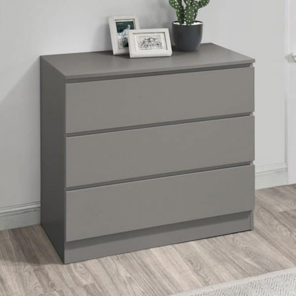 Oakley Wooden Chest Of 3 Drawers In Grey | Bed Sava
