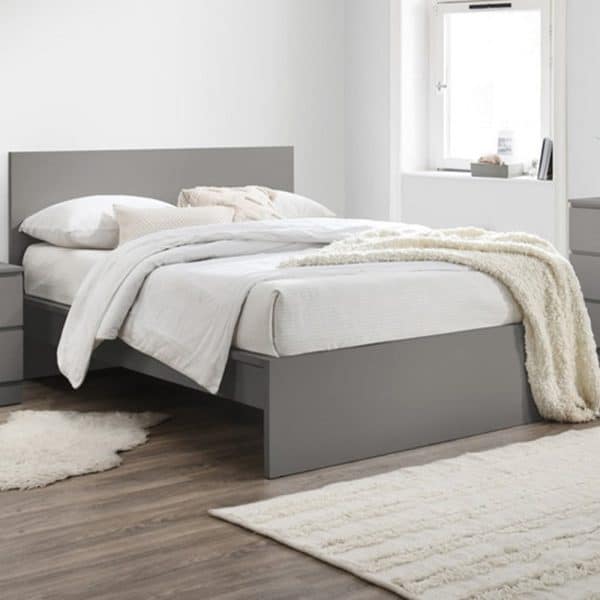 Oakley Wooden King Bed In Grey | Bed Sava