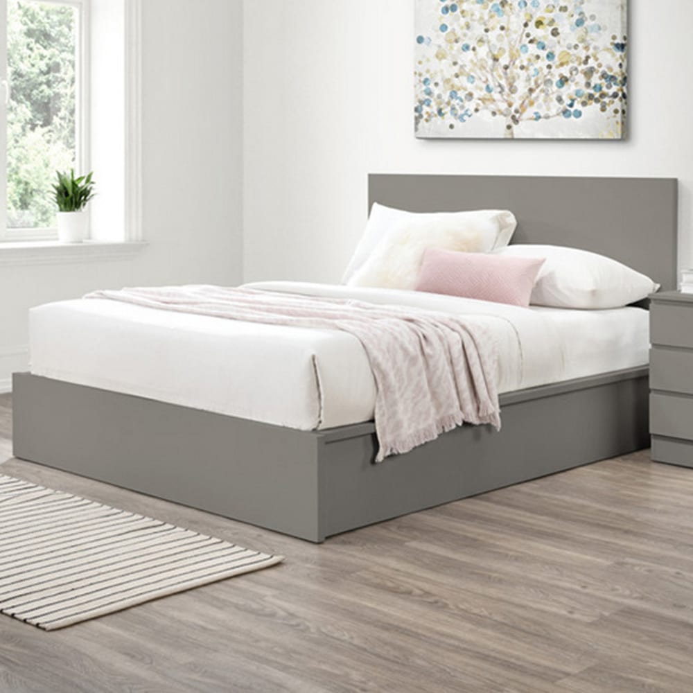 Oakley Wooden Ottoman Storage Double Bed In Grey