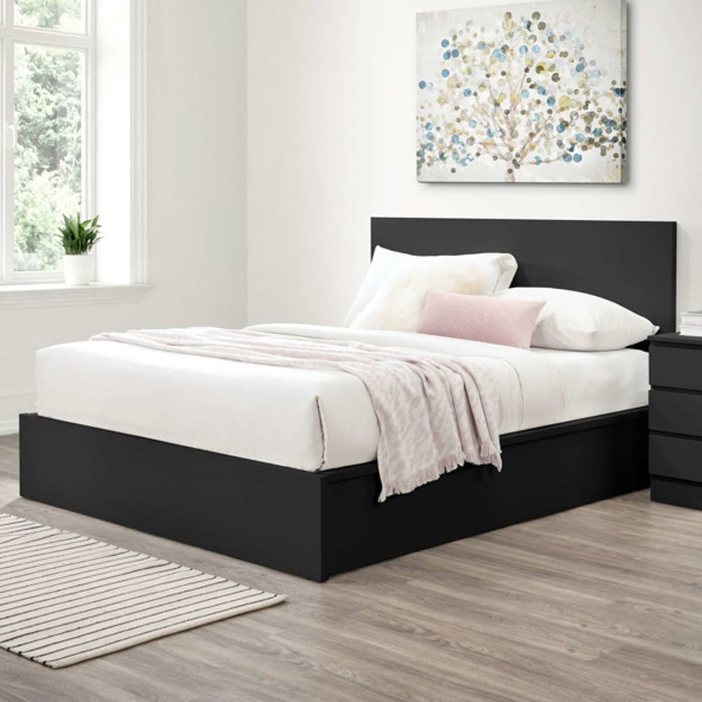 Oakley Wooden Ottoman Storage King Bed In Black