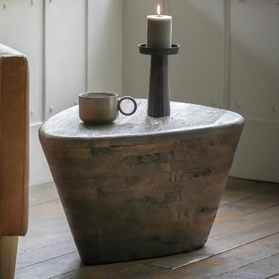 Ocean Wooden Side Table In Dark Brown
