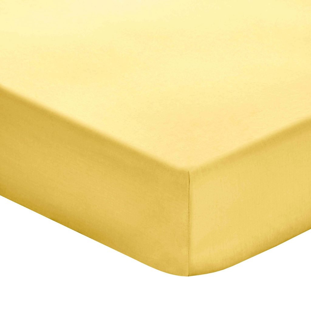 1951 Plain Dye Percale Single Fitted Sheet, Ochre