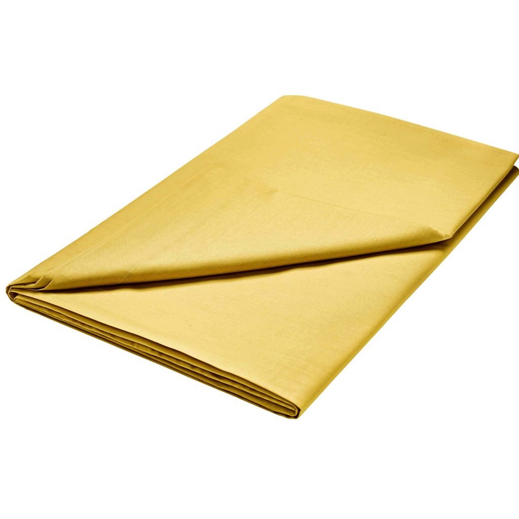 1951 Plain Dye Percale Single Flat Sheet, Ochre