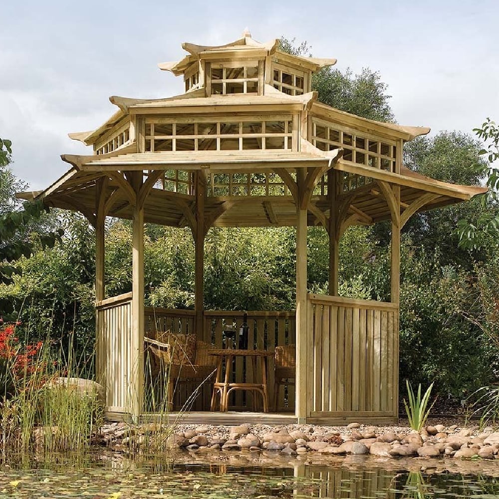 Ogbourne Wooden Garden Pagoda Gazebo In Natural
