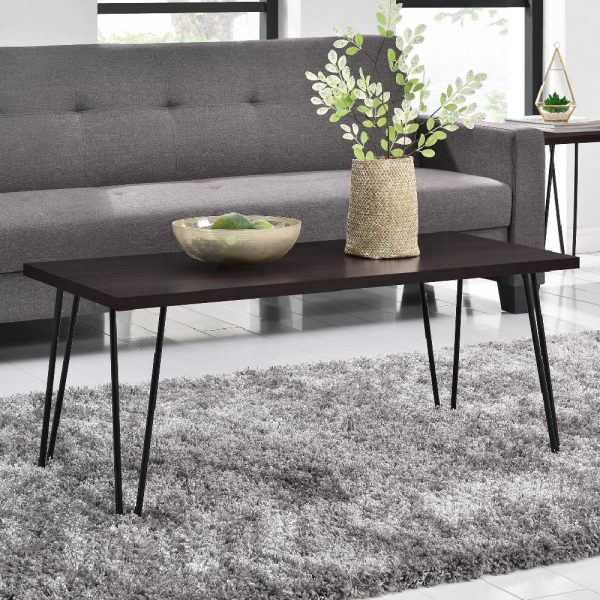 Ojai Wooden Coffee Table In With Black Legs In Espresso | Bed Sava