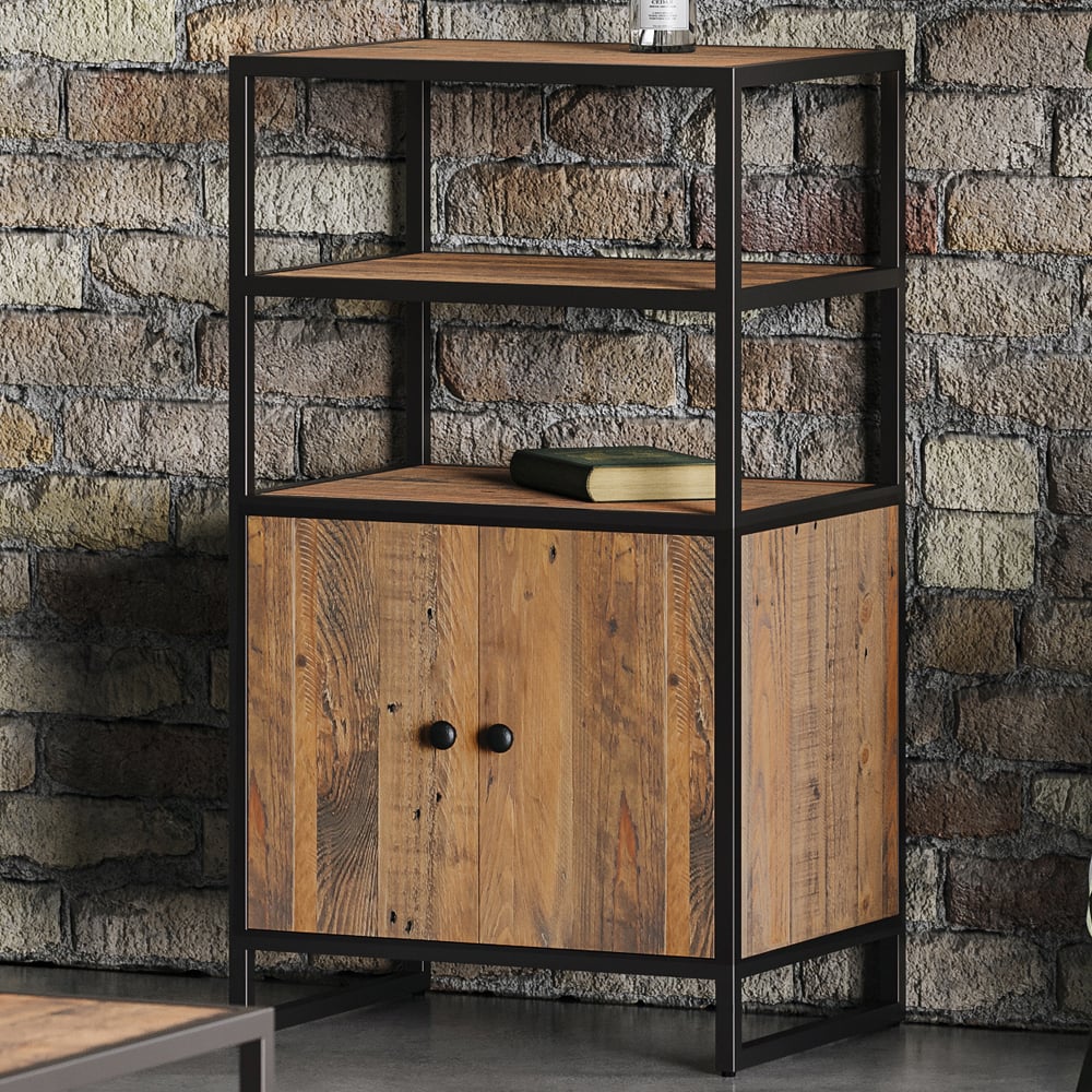 Olbia Wooden Bookcase With 2 Doors 2 Shelves In Oak