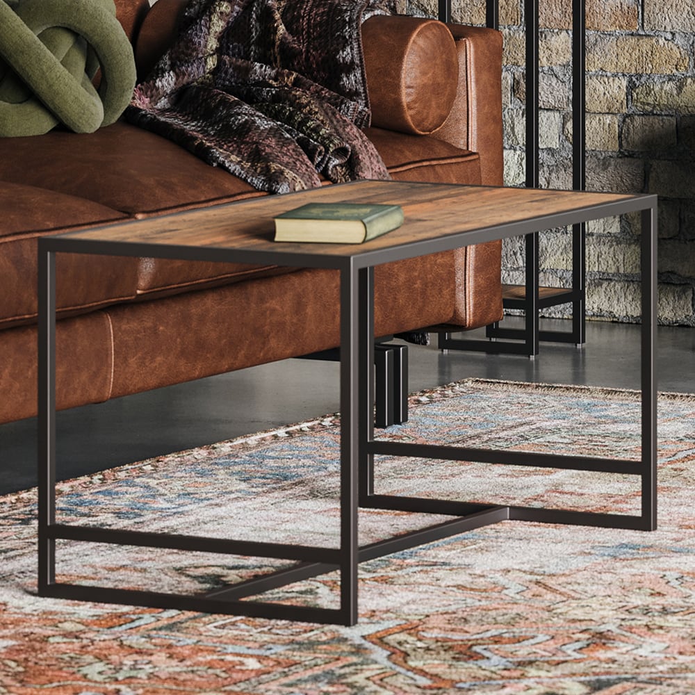 Olbia Wooden Coffee Table With Metal Frame In Oak