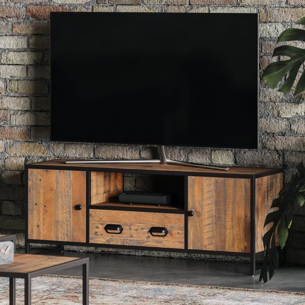 Olbia Wooden TV Stand With 2 Doors 1 Drawer In Oak | Bed Sava