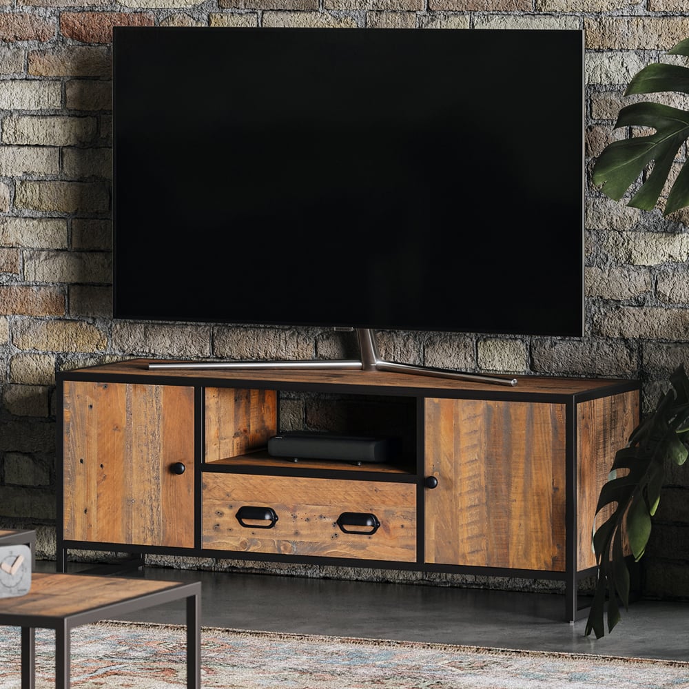 Olbia Wooden TV Stand With 2 Doors 1 Drawer In Oak