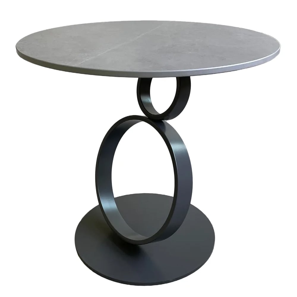 Oldham Ceramic Side Table With Steel Base In Matte Grey