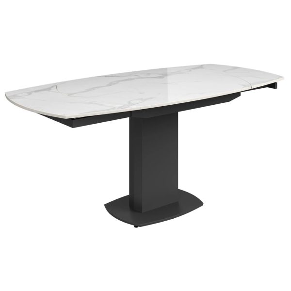 Oliver Sintered Ceramic Extending Dining Table In Gloss White | Bed Sava