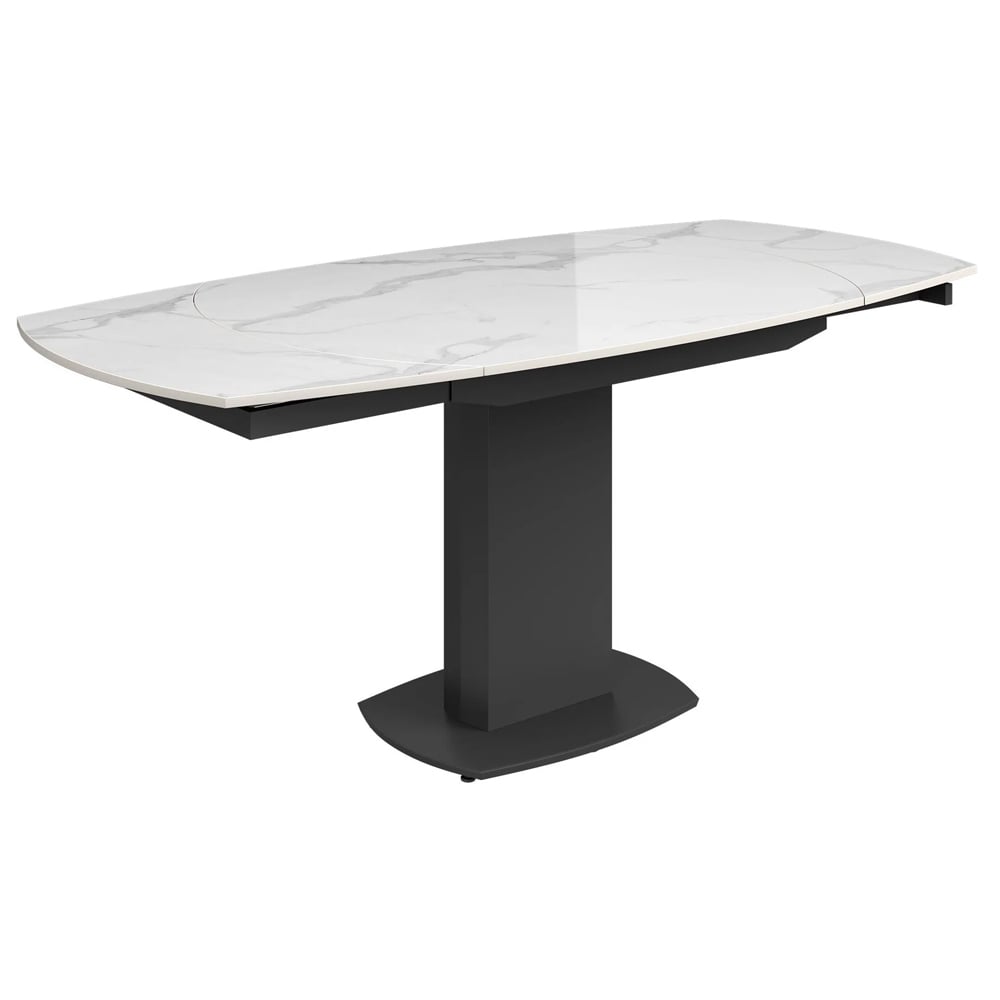 Oliver Sintered Ceramic Extending Dining Table In Gloss White