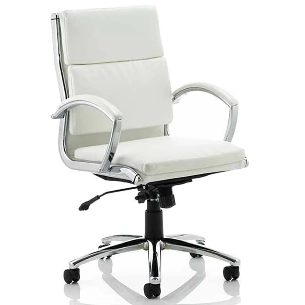 Olney Bonded Leather Office Chair In White With Medium Back
