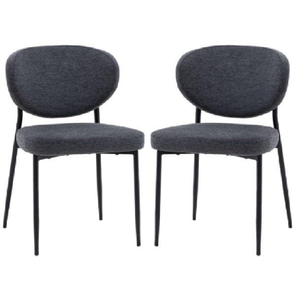 Olney Charcoal Fabric Dining Chairs With Metal Frame In Pair | Bed Sava