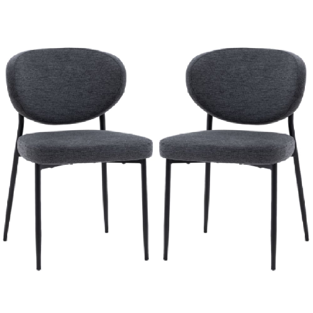 Olney Charcoal Fabric Dining Chairs With Metal Frame In Pair