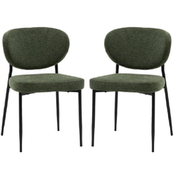 Olney Green Fabric Dining Chairs With Metal Frame In Pair | Bed Sava