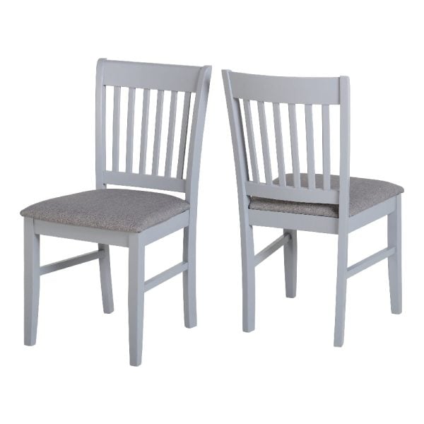 Olney Grey Wooden Dining Chairs With Fabric Seat In Pair | Bed Sava