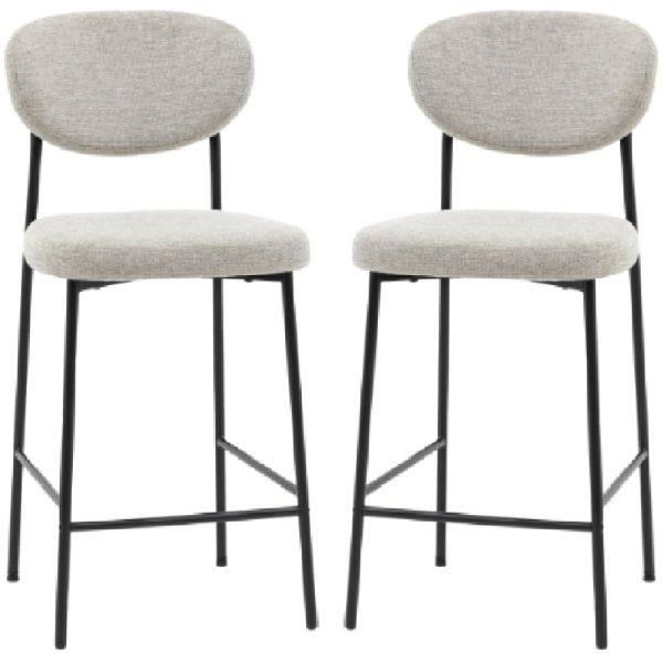 Olney Natural Fabric Bar Stools With Metal Frame In Pair | Bed Sava