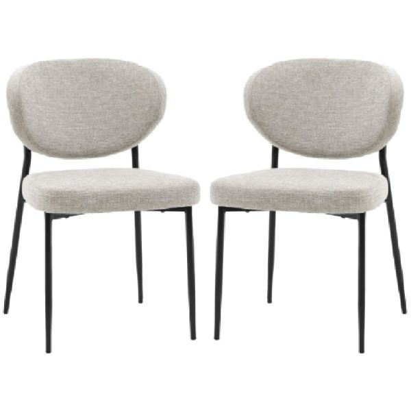 Olney Natural Fabric Dining Chairs With Metal Frame In Pair | Bed Sava