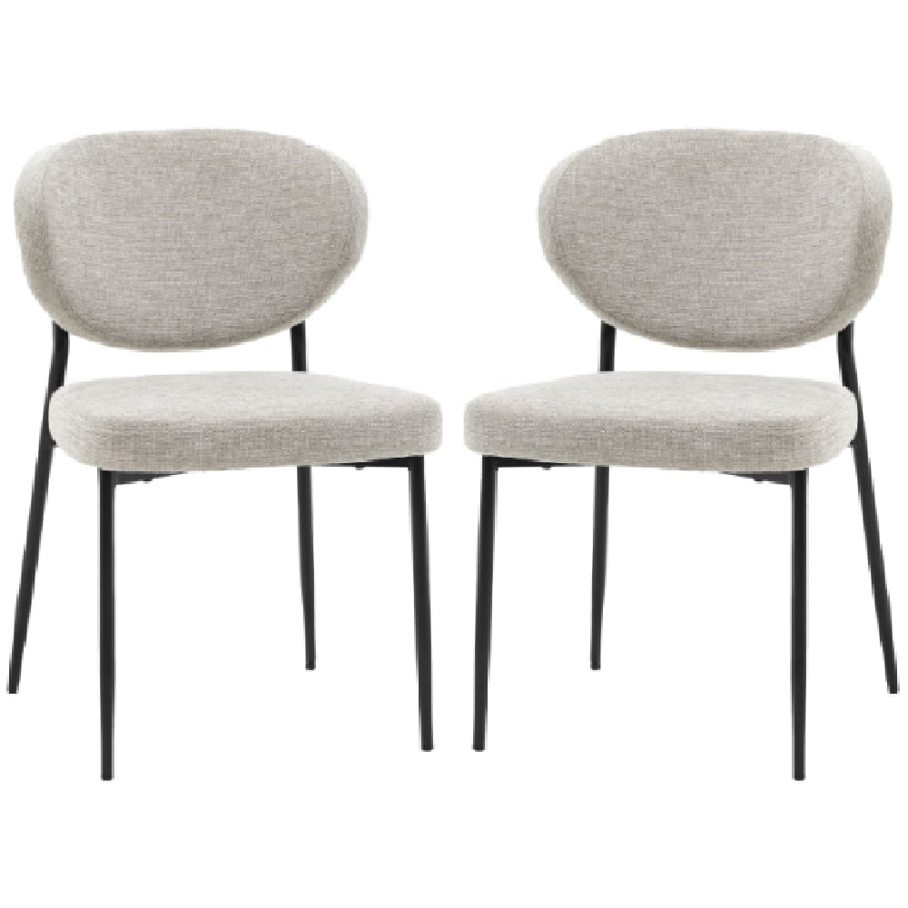 Olney Natural Fabric Dining Chairs With Metal Frame In Pair