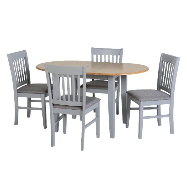 Olney Wooden Extending Dining Table With 4 Grey Chairs | Bed Sava