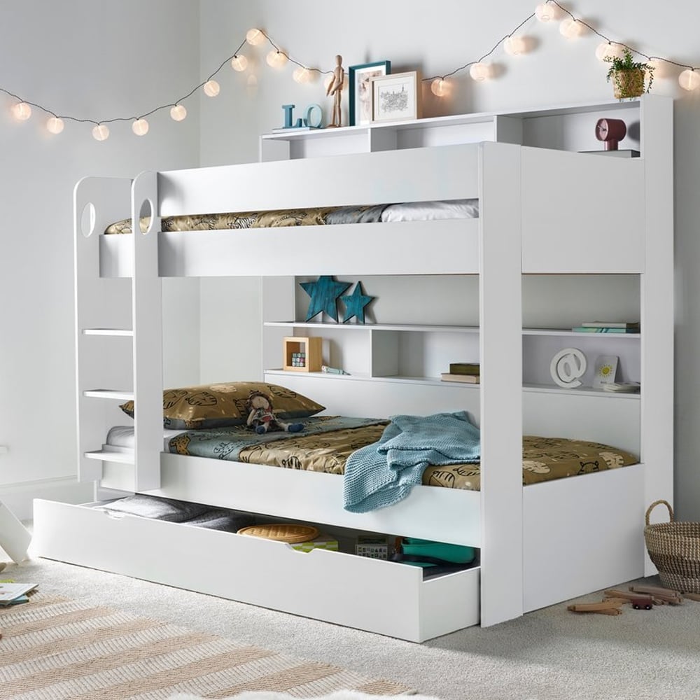 Olympia Wooden Bunk Bed With Storage Drawer In White