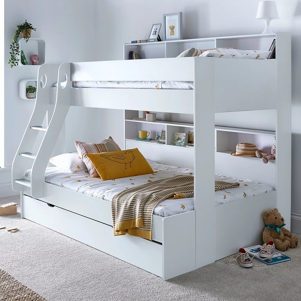 Olympia Wooden Triple Sleeper Bunk Bed With Drawer In White
