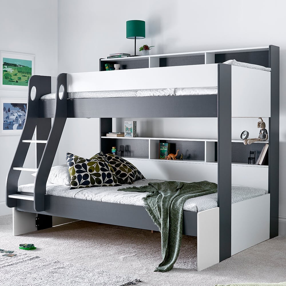Olympia Wooden Triple Sleeper Bunk Bed In Grey And White