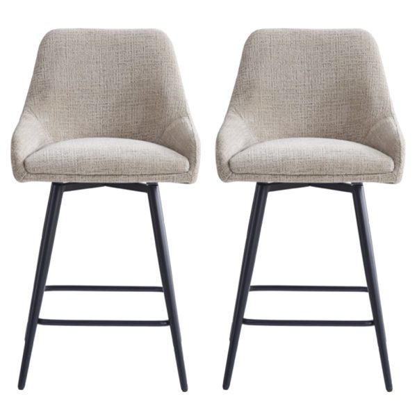 Omaha Biscuit Fabric Bar Chairs In Pair | Bed Sava