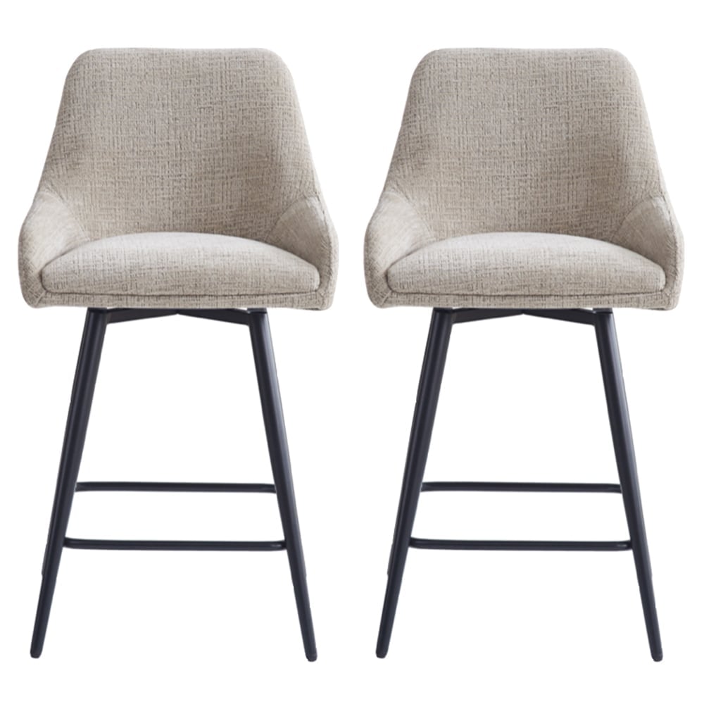 Omaha Biscuit Fabric Bar Chairs In Pair
