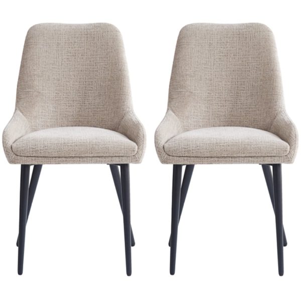 Omaha Biscuit Fabric Dining Chairs In Pair | Bed Sava
