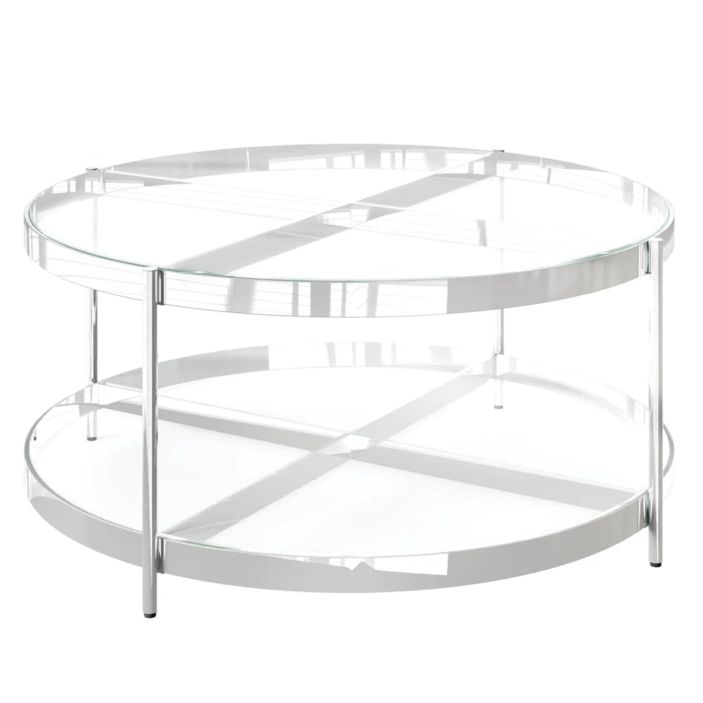 Omaha Clear Glass Coffee Table With Stainless Steel Frame