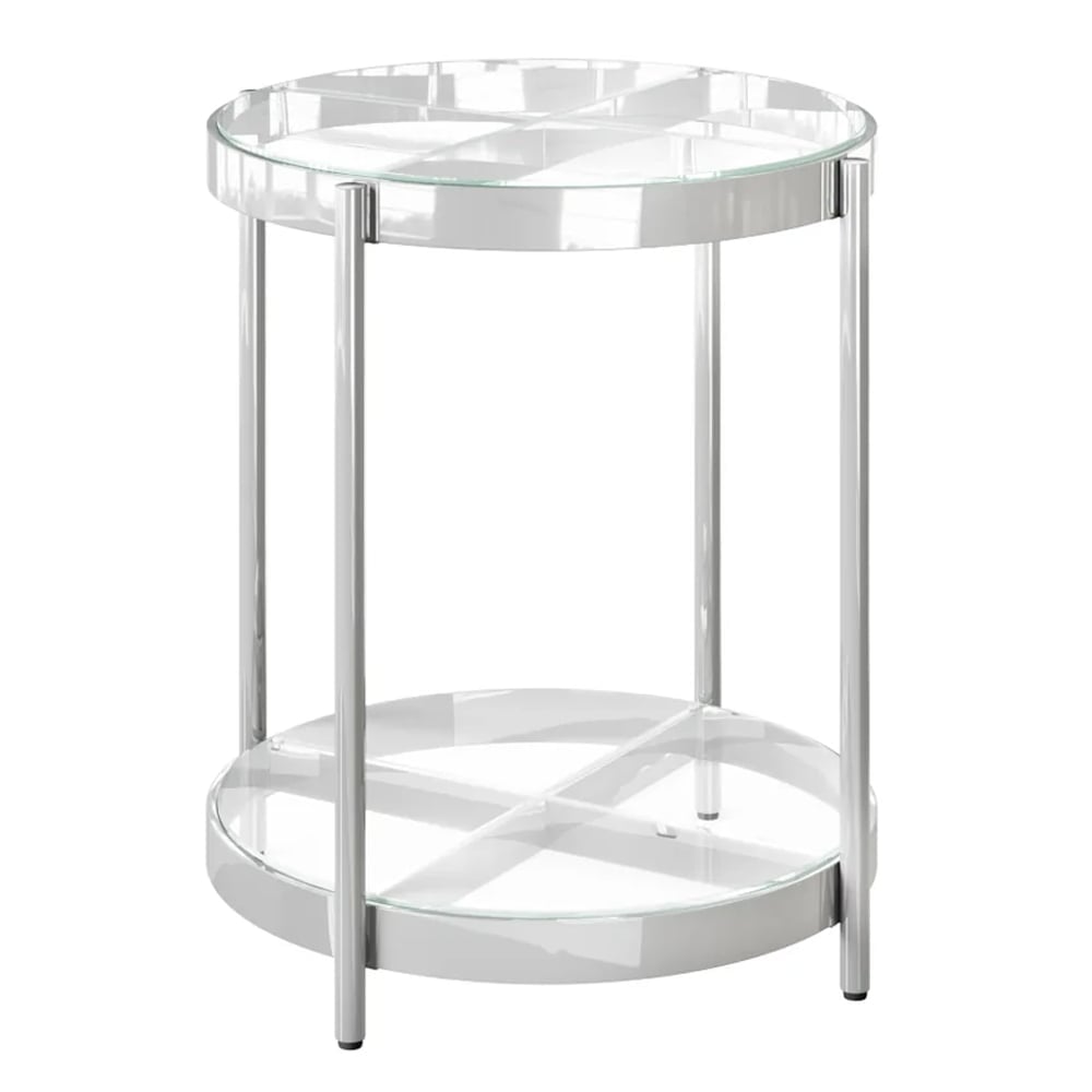Omaha Clear Glass Side Table With Stainless Steel Frame