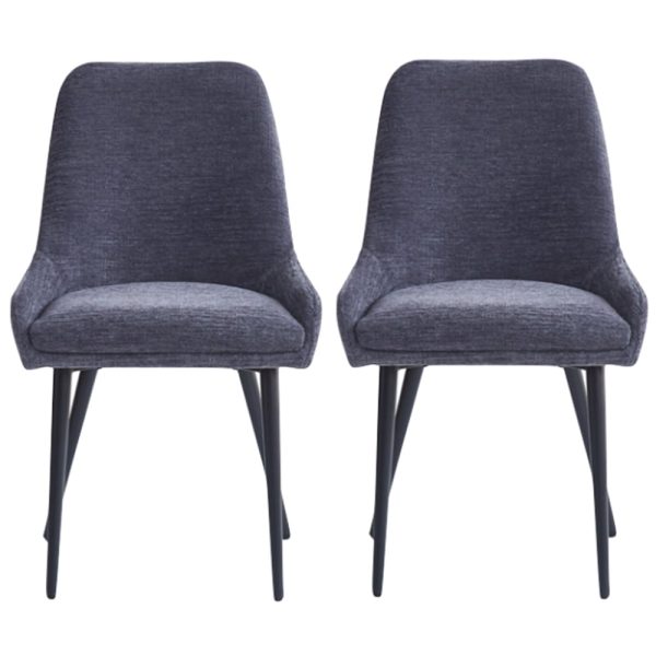 Omaha Graphite Grey Fabric Dining Chairs In Pair | Bed Sava