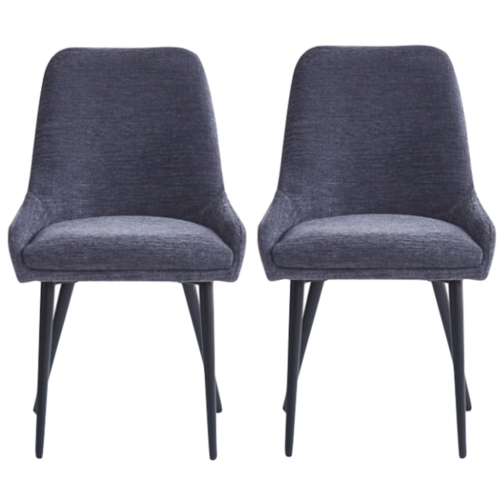 Omaha Graphite Grey Fabric Dining Chairs In Pair