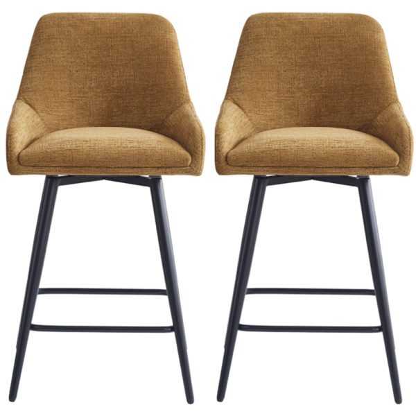 Omaha Mustard Fabric Bar Chairs In Pair | Bed Sava