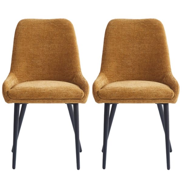 Omaha Mustard Fabric Dining Chairs In Pair | Bed Sava