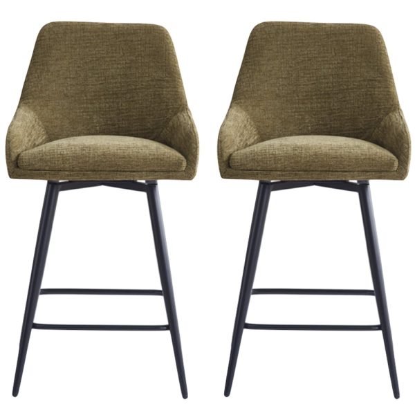Omaha Olive Green Fabric Bar Chairs In Pair | Bed Sava