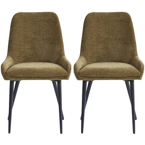 Omaha Olive Green Fabric Dining Chairs In Pair | Bed Sava
