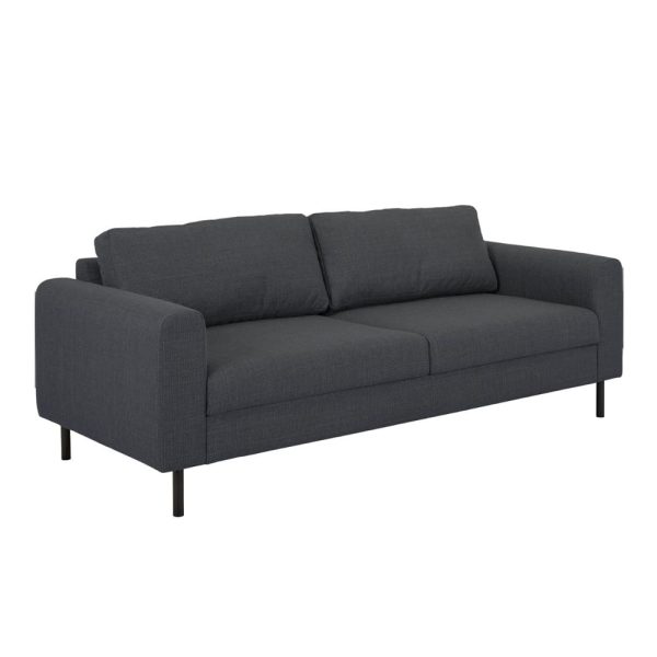 Onalaska Fabric 3 Seater Sofa In Basel Dark Grey | Bed Sava